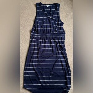 Market & Spruce Navy and White Striped Midi Dress